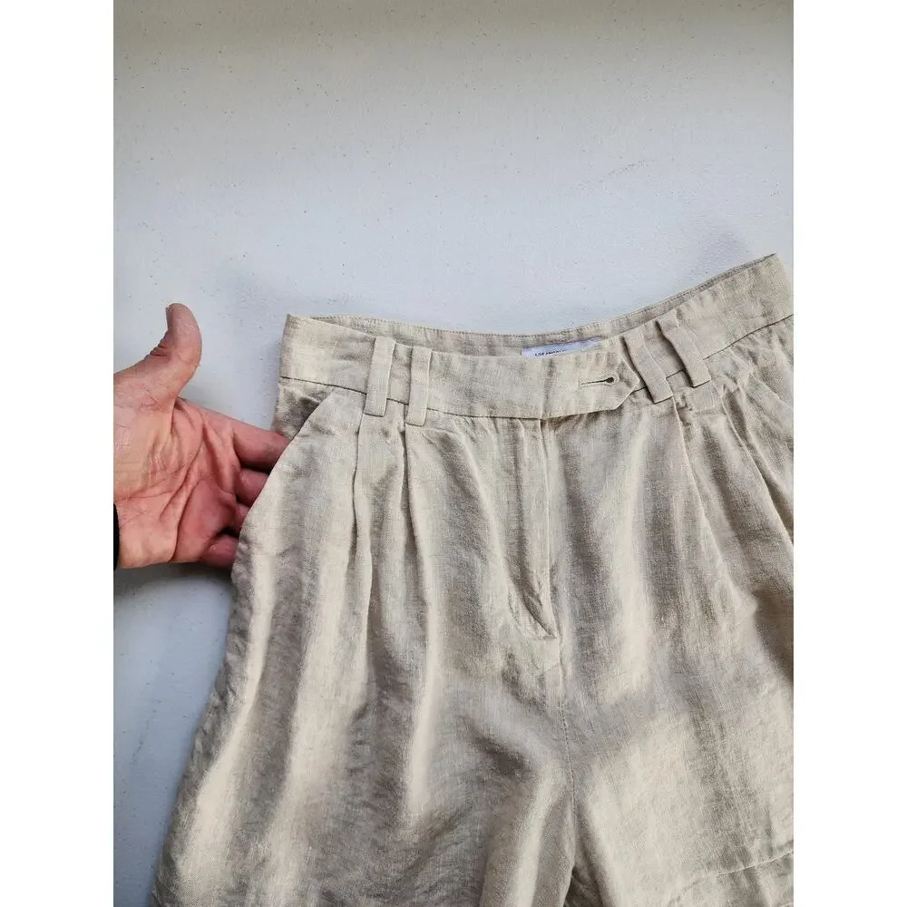 & Other Stories Shorts Womens EUR 34 Beige Linen Pleated Chino High Rise - Picture 4 of 16